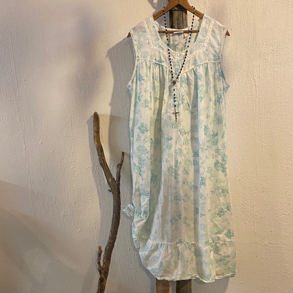 Vintage Cotton Floral Sleeveless Cotton Midi Dress XXL